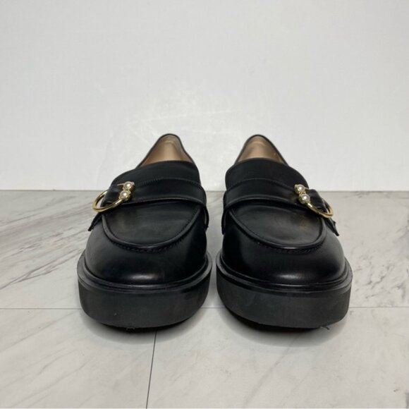 Stuart Weitzman Brenna Black Leather Loafer 8 1/2 B - Picture 2 of 16